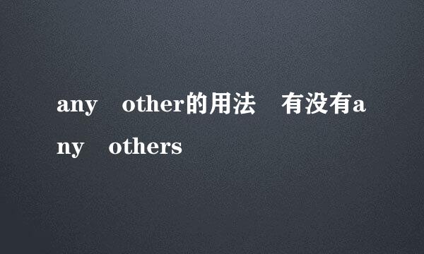 any other的用法 有没有any others
